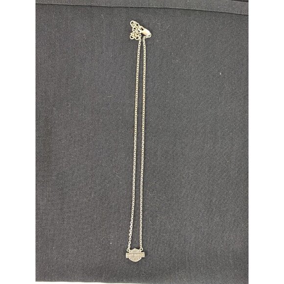 HARLEY DAVIDSON 925 STERLING TWO SIDED CRYSTAL BAR & SHIELD MOTORCYCLE NECKLACE - Picture 5 of 16